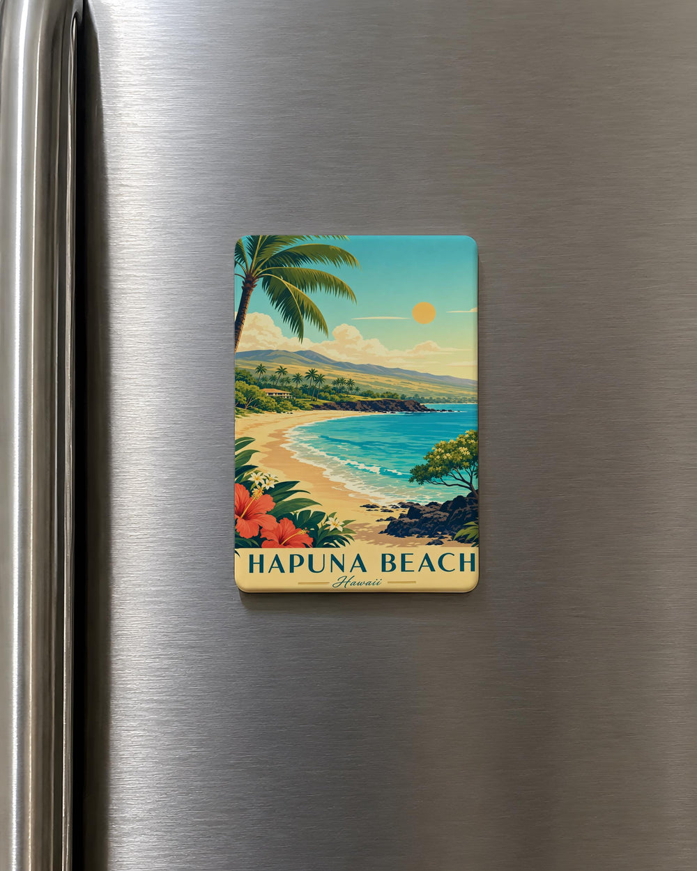 Hapuna Beach Fridge Magnet, Hawaii Beach Souvenir, Big Island Coastal Landmark Gift, Tropical Ocean Shore Travel Keepsake