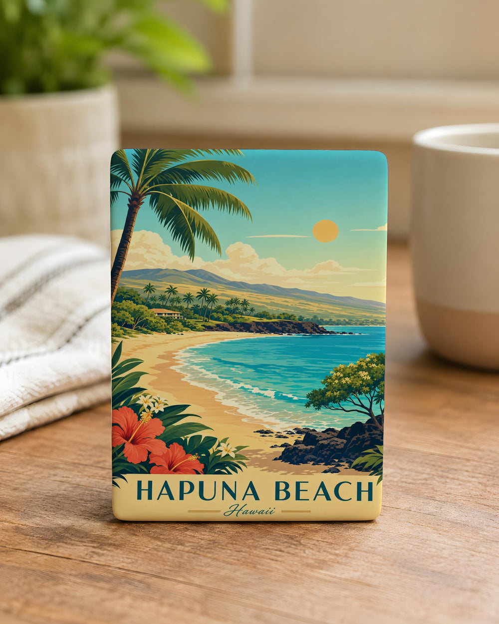Hapuna Beach Fridge Magnet, Hawaii Beach Souvenir, Big Island Coastal Landmark Gift, Tropical Ocean Shore Travel Keepsake