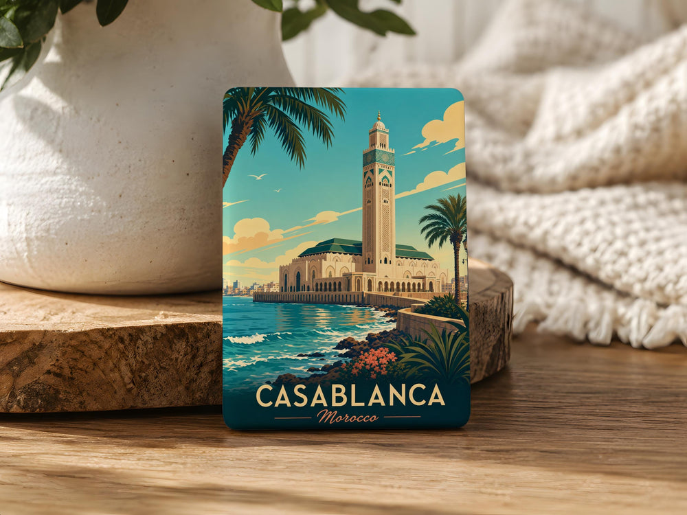 Hassan II Mosque Fridge Magnet, Casablanca Morocco Landmark Souvenir Magnet, Islamic Architecture Travel Keepsake Gift