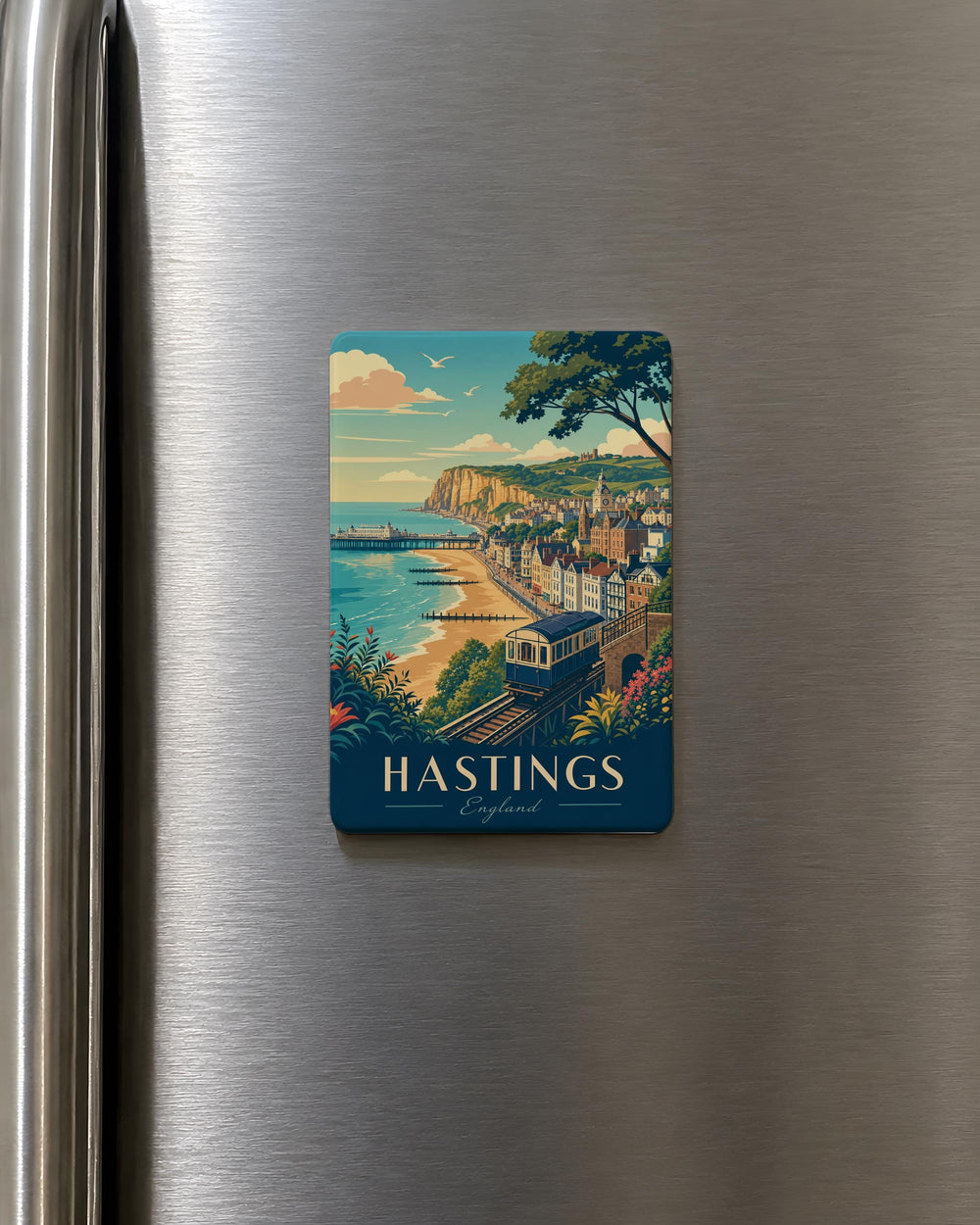 Hastings England Fridge Magnet, Hastings Seaside Souvenir Magnet, Hastings UK Travel Gift, English Coastal Town Magnet