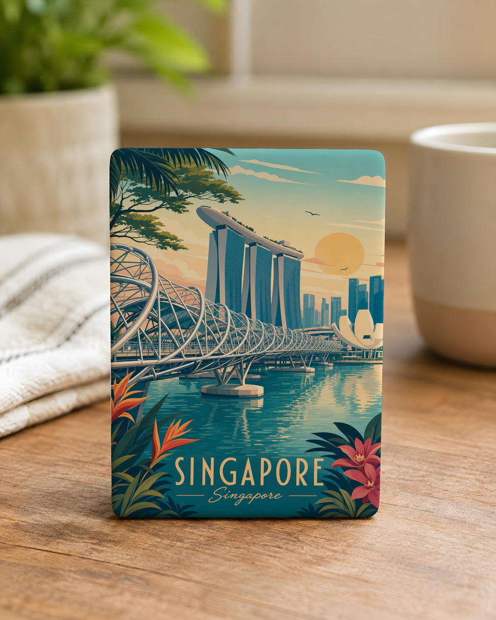 Helix Bridge Singapore Fridge Magnet, Singapore Landmark Souvenir Magnet, Marina Bay Travel Gift Magnet