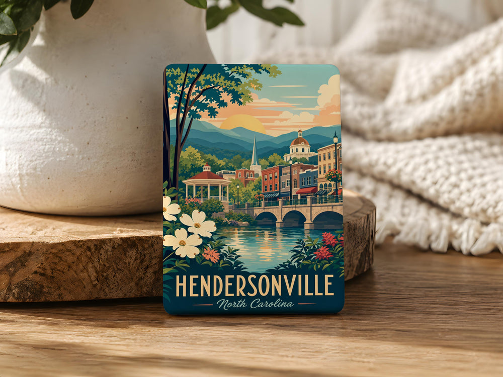 Hendersonville NC Fridge Magnet, Hendersonville North Carolina Souvenir Magnet, Blue Ridge Mountains Travel Gift