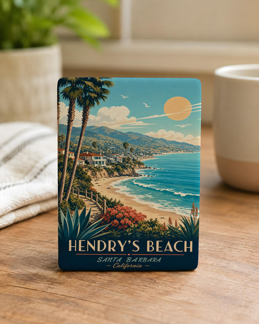 Hendrys Beach Fridge Magnet, Santa Barbara California Coastal Beach Scene Souvenir Magnet, Seaside Travel Gift