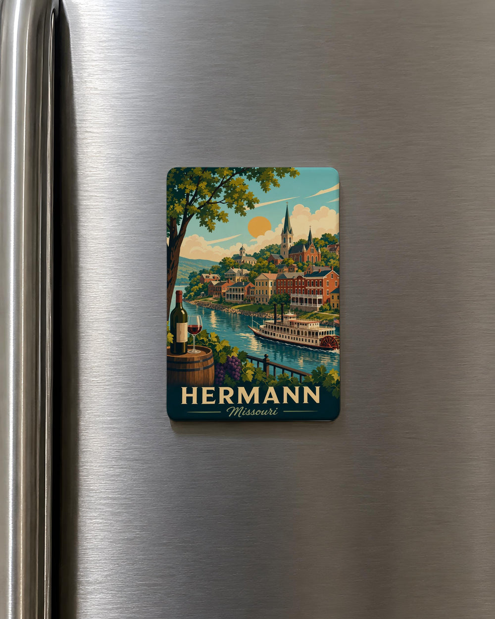 Hermann Missouri Fridge Magnet, Hermann MO Souvenir Magnet, Missouri River Town Travel Keepsake, Hermann Missouri Gift