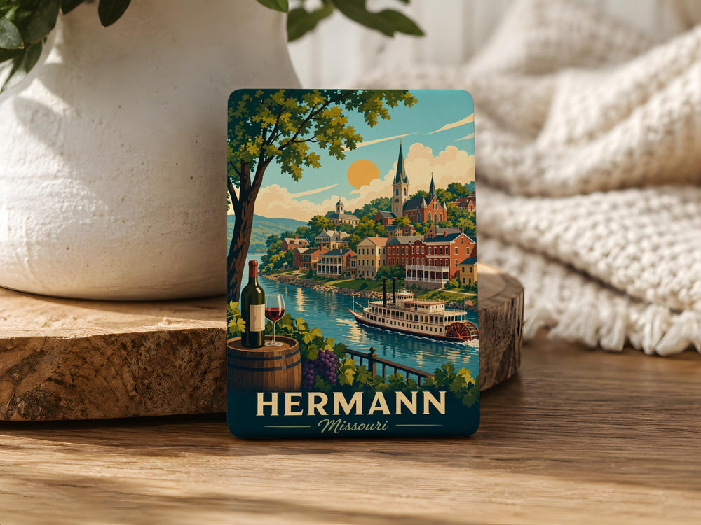 Hermann Missouri Fridge Magnet, Hermann MO Souvenir Magnet, Missouri River Town Travel Keepsake, Hermann Missouri Gift