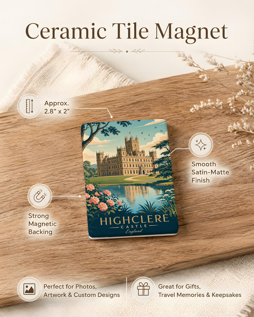 Highclere Castle Fridge Magnet, English Country Estate Landmark Souvenir, Historic Manor House Gift
