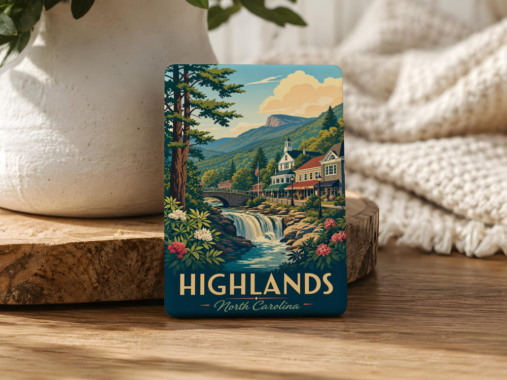 Highlands North Carolina Fridge Magnet, Highlands NC Souvenir Magnet, Blue Ridge Mountains Travel Keepsake, Small Town Gift