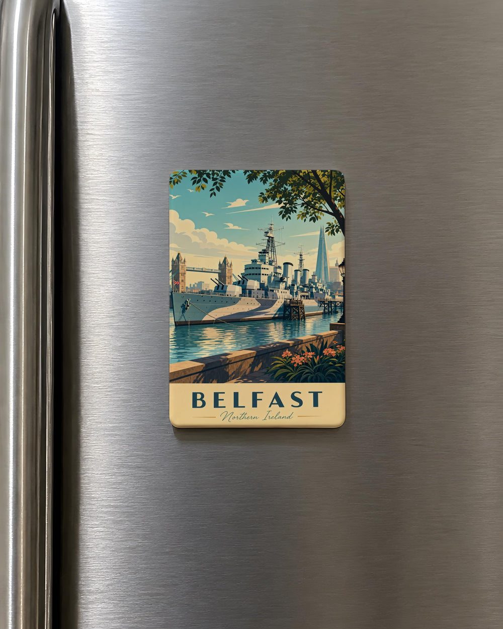 HMS Belfast Fridge Magnet, British Royal Navy Warship Souvenir Magnet, London Thames Naval Ship Magnet