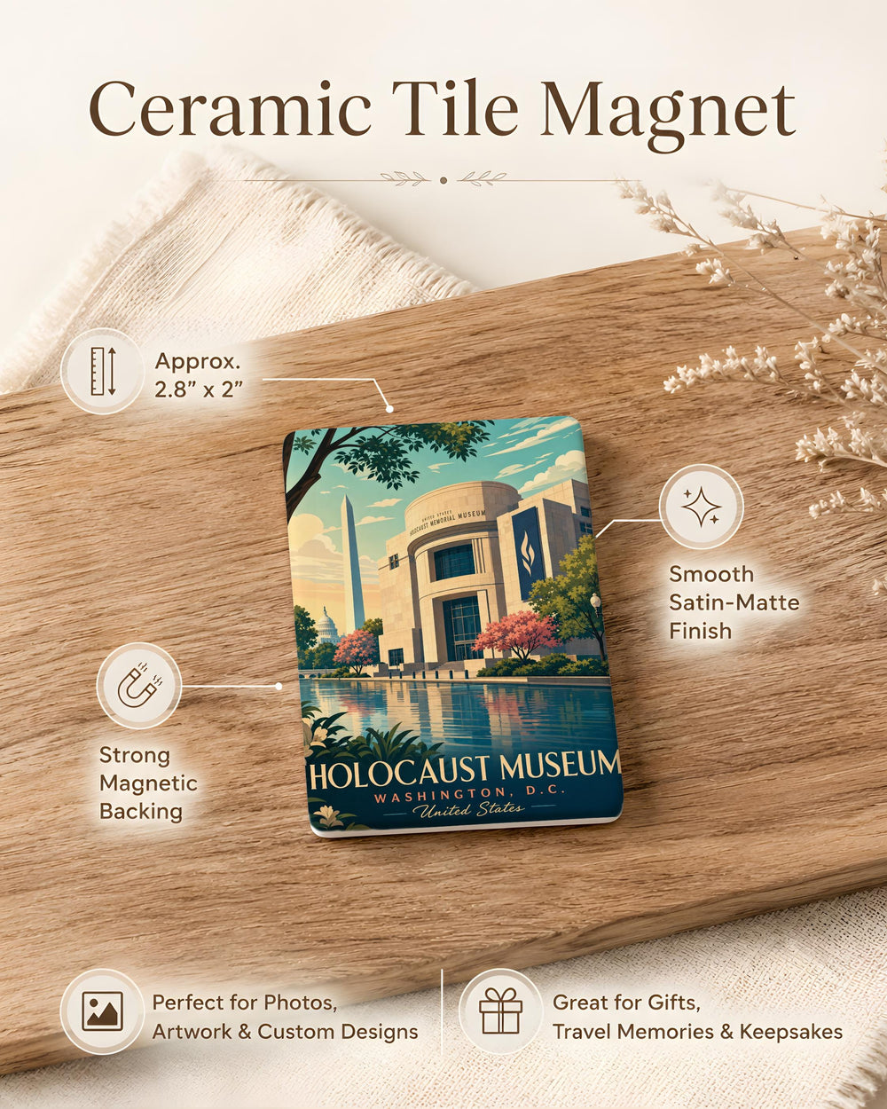 Holocaust Museum Fridge Magnet, Memorial Museum Souvenir, Remembrance Tribute Magnet, History Museum Gift, Educational Keepsake Magnet