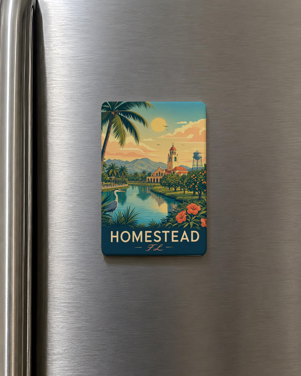 Homestead Florida Fridge Magnet, Homestead FL Souvenir Magnet, Miami-Dade County Travel Gift, Florida City Landmark Magnet