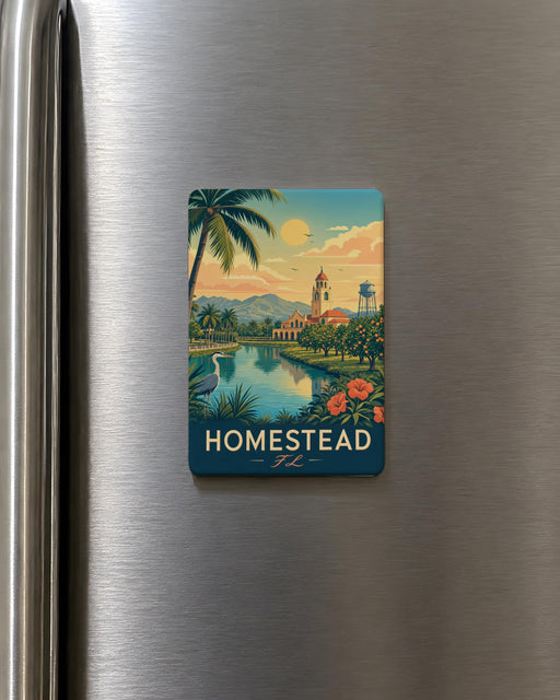 Homestead Florida Fridge Magnet, Homestead FL Souvenir Magnet, Miami-Dade County Travel Gift, Florida City Landmark Magnet