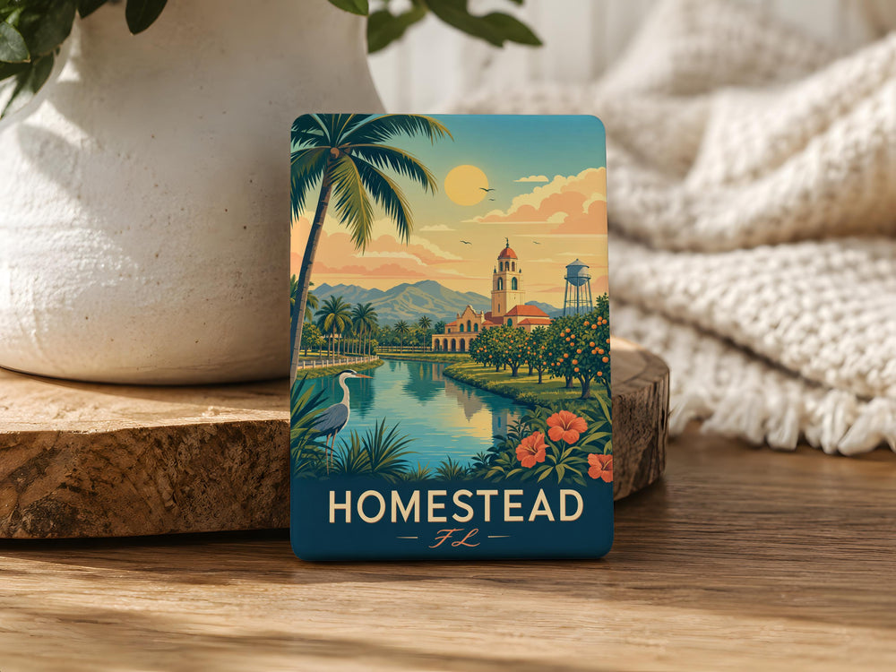 Homestead Florida Fridge Magnet, Homestead FL Souvenir Magnet, Miami-Dade County Travel Gift, Florida City Landmark Magnet
