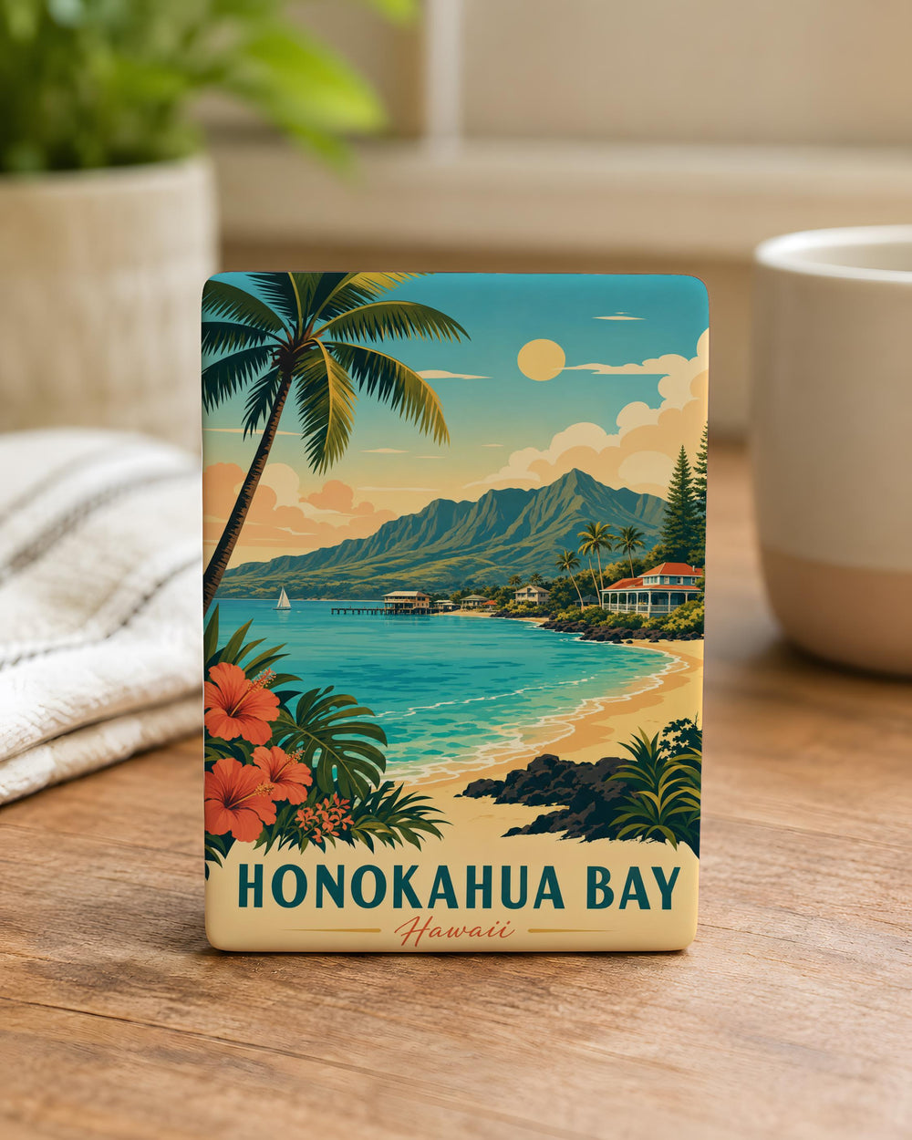Honokahua Bay Hawaii Fridge Magnet, Maui Coastal Cove Ocean Beach Souvenir Magnet, Tropical Island Travel Keepsake