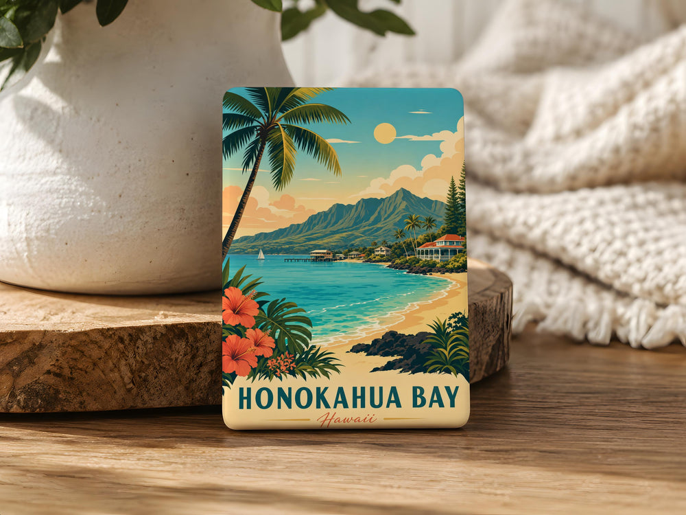 Honokahua Bay Hawaii Fridge Magnet, Maui Coastal Cove Ocean Beach Souvenir Magnet, Tropical Island Travel Keepsake