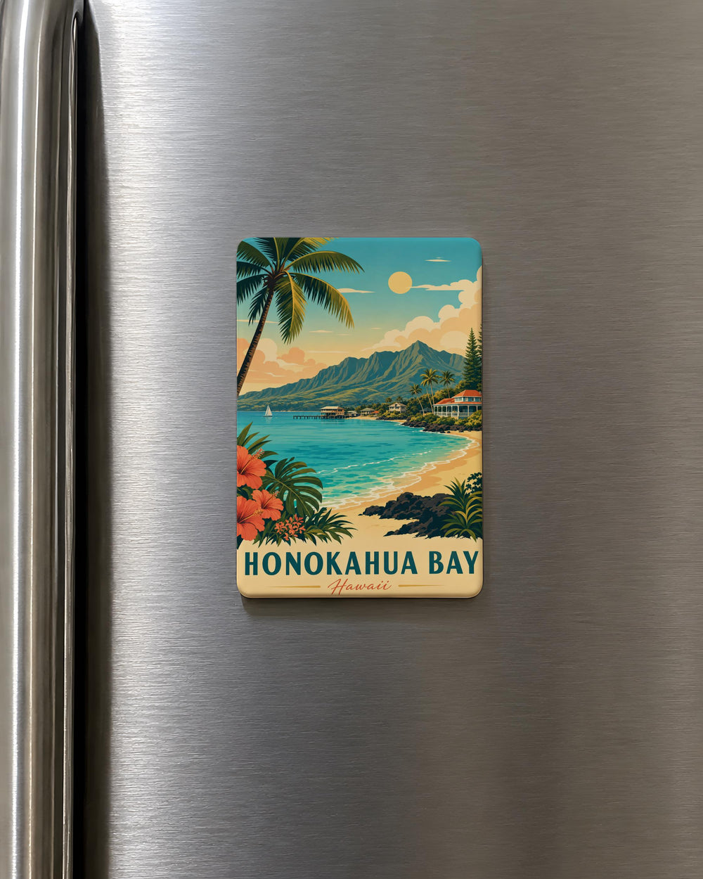 Honokahua Bay Hawaii Fridge Magnet, Maui Coastal Cove Ocean Beach Souvenir Magnet, Tropical Island Travel Keepsake
