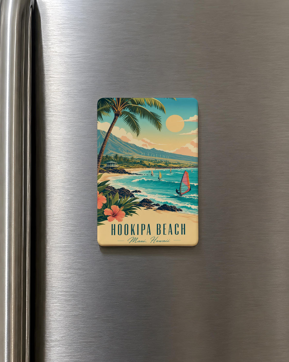 Hookipa Beach Fridge Magnet, Maui Hawaii Coastal Surf Spot Souvenir, Ocean Beach Travel Gift Magnet