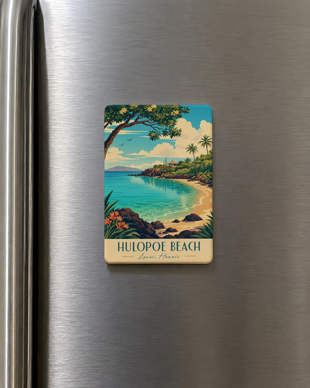 Hulopoe Beach Fridge Magnet, Lanai Hawaii Coastal Shoreline Souvenir, Beach Lover Gift, Island Vacation Keepsake