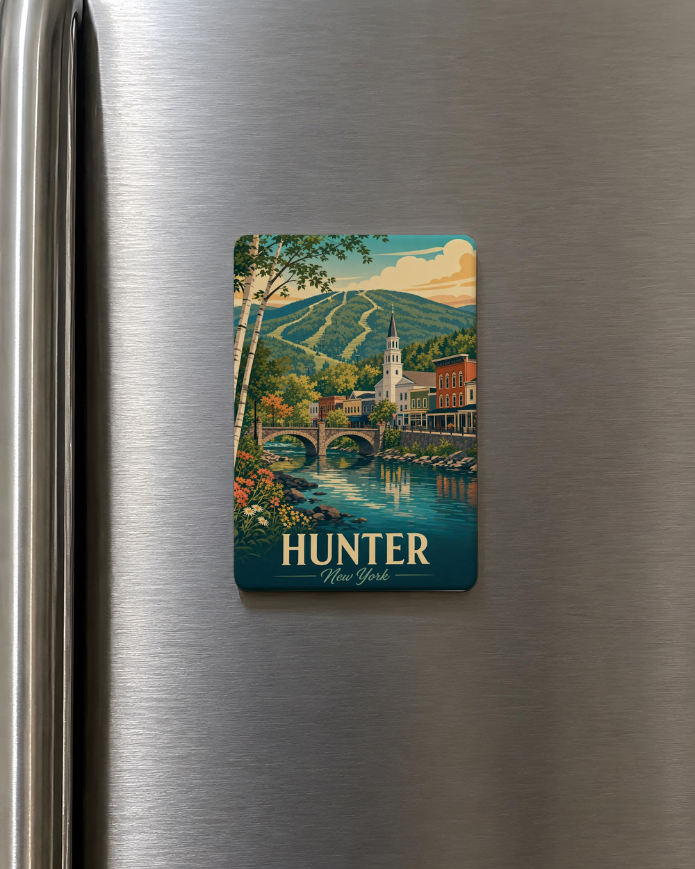 Hunter NY Fridge Magnet, Hunter New York Souvenir Magnet, Catskills Mountain Town Travel Keepsake Magnet