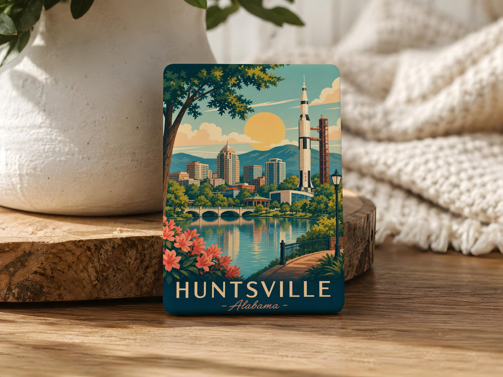 Huntsville Alabama Fridge Magnet, Rocket City Souvenir Magnet, Space & NASA Themed Alabama Travel Keepsake Magnet
