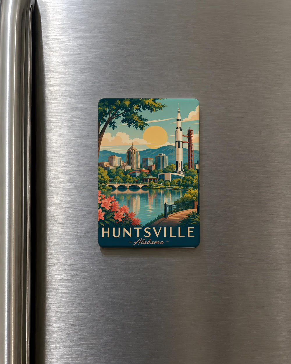 Huntsville Alabama Fridge Magnet, Rocket City Souvenir Magnet, Space & NASA Themed Alabama Travel Keepsake Magnet