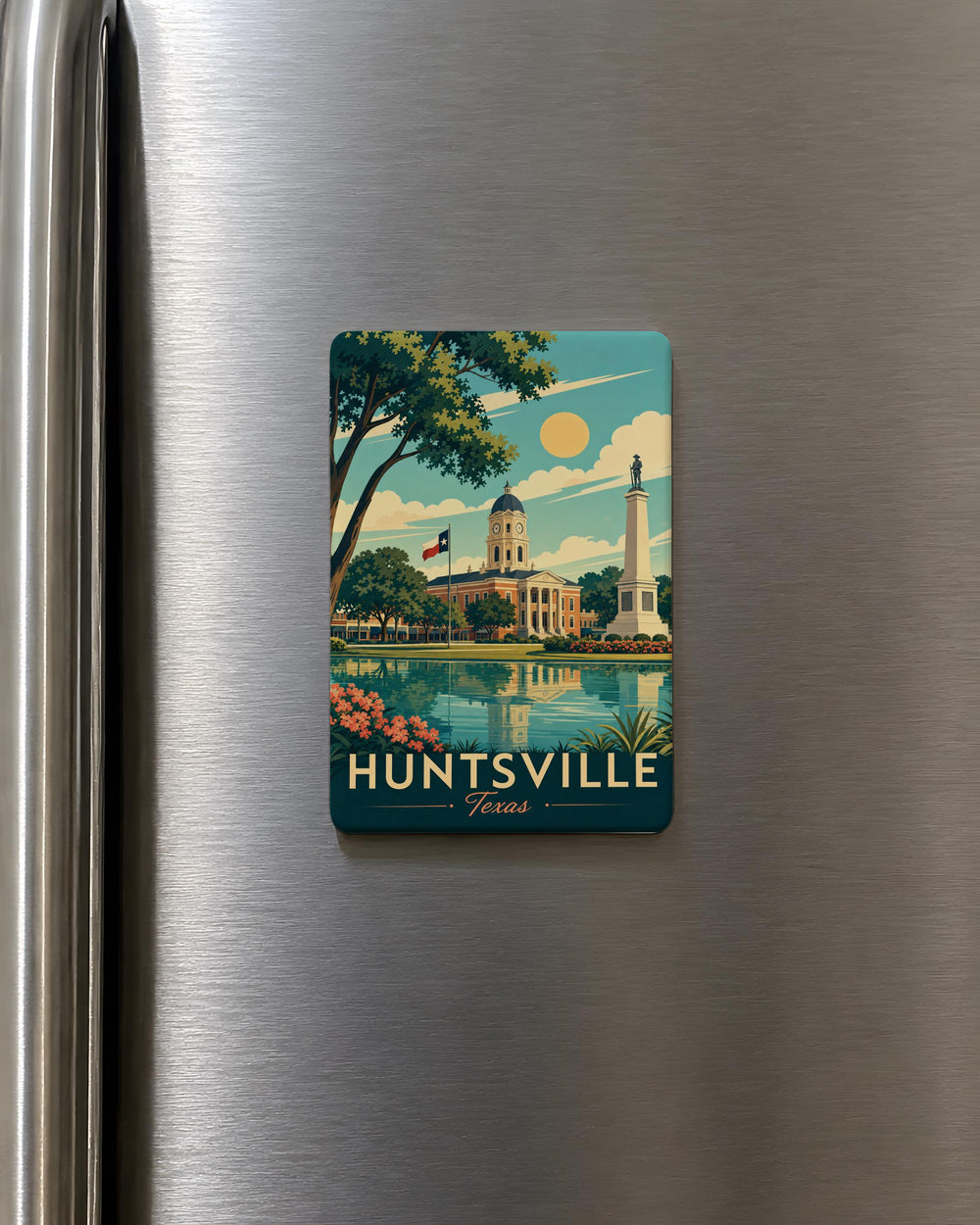 Huntsville TX Fridge Magnet, Huntsville Texas Souvenir Magnet, Texas Travel Gift, City Landmark Keepsake Magnet