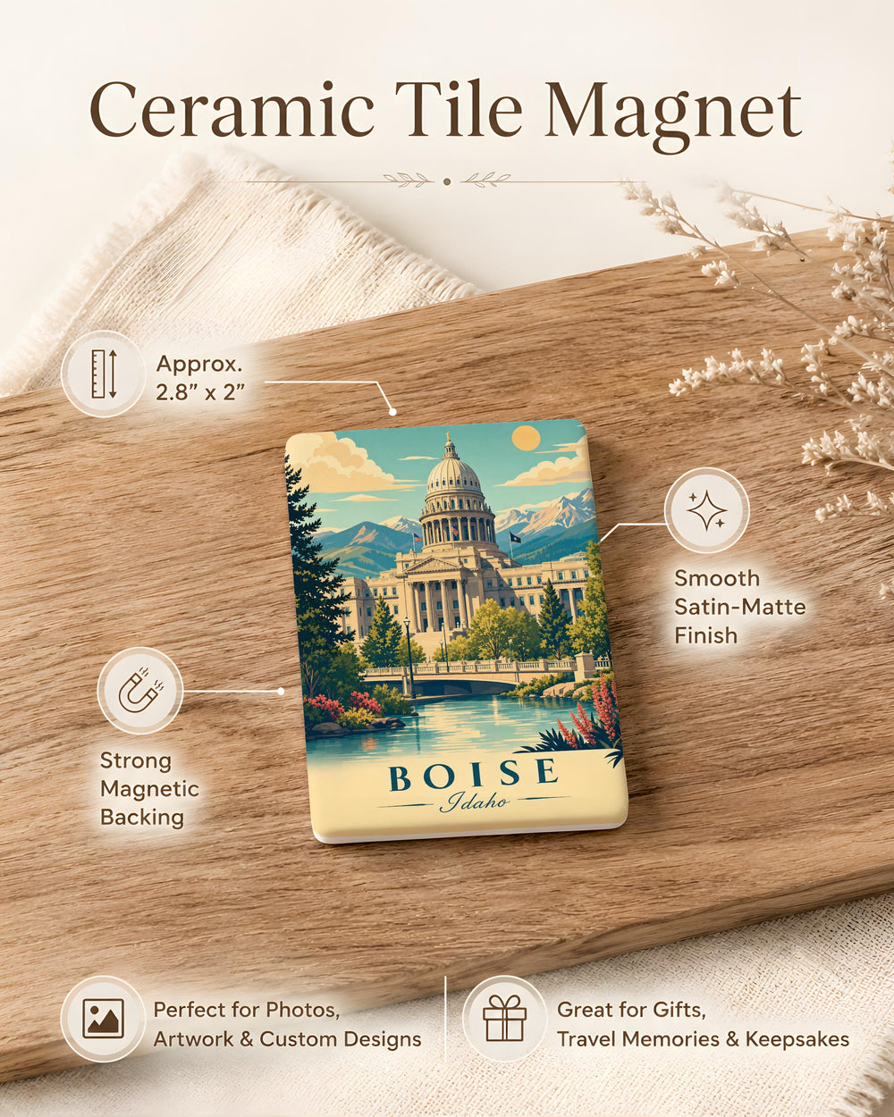 Idaho State Capitol Building Fridge Magnet, Boise Idaho Souvenir Magnet, Statehouse Landmark Travel Gift