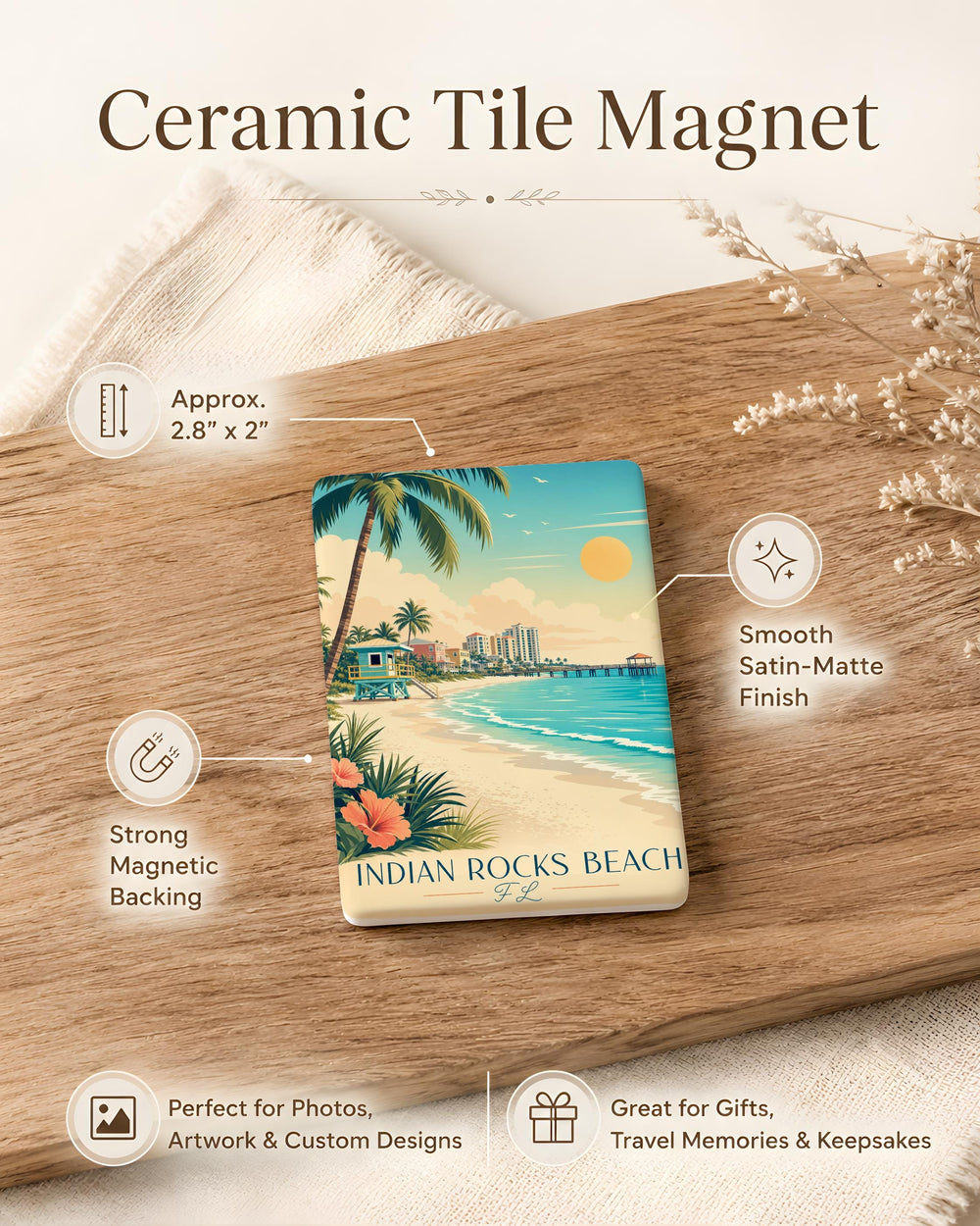 Indian Rocks Beach Florida Fridge Magnet, Indian Rocks Beach FL Souvenir Magnet, Coastal Beach Town Travel Gift