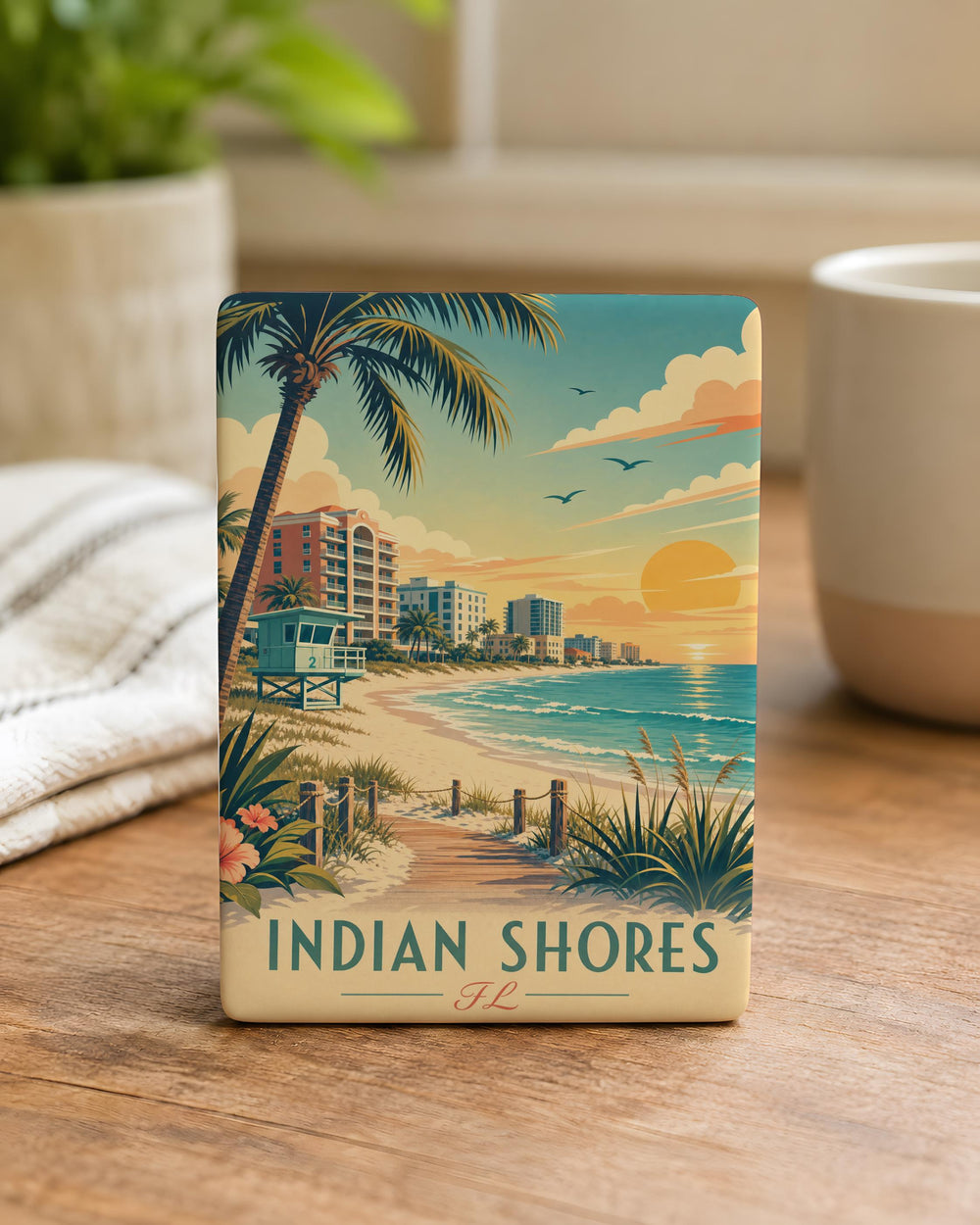 Indian Shores Florida Fridge Magnet, Indian Shores FL Souvenir Magnet, Beach Town Vacation Travel Keepsake Gift