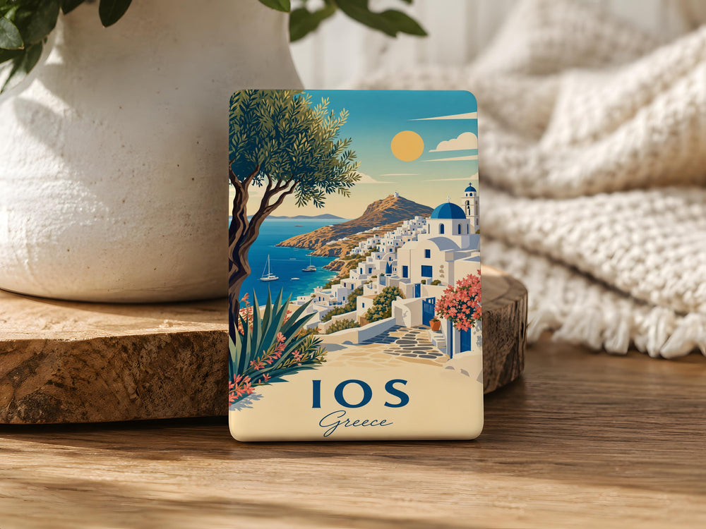 Ios Greece Fridge Magnet, Ios Island Souvenir, Cyclades Travel Keepsake, Greek Island Vacation Gift, Aegean Sea Memory Magnet