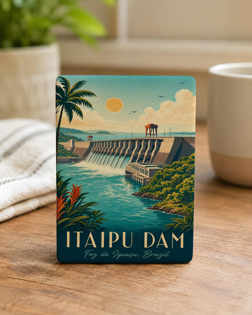 Itaipu Dam Fridge Magnet, Brazil Paraguay Landmark Souvenir, Hydroelectric Power Plant Travel Gift