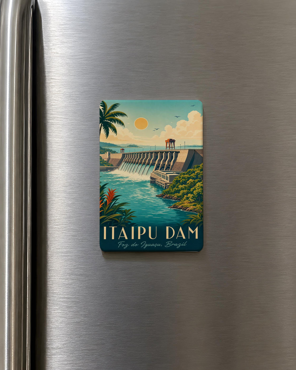 Itaipu Dam Fridge Magnet, Brazil Paraguay Landmark Souvenir, Hydroelectric Power Plant Travel Gift
