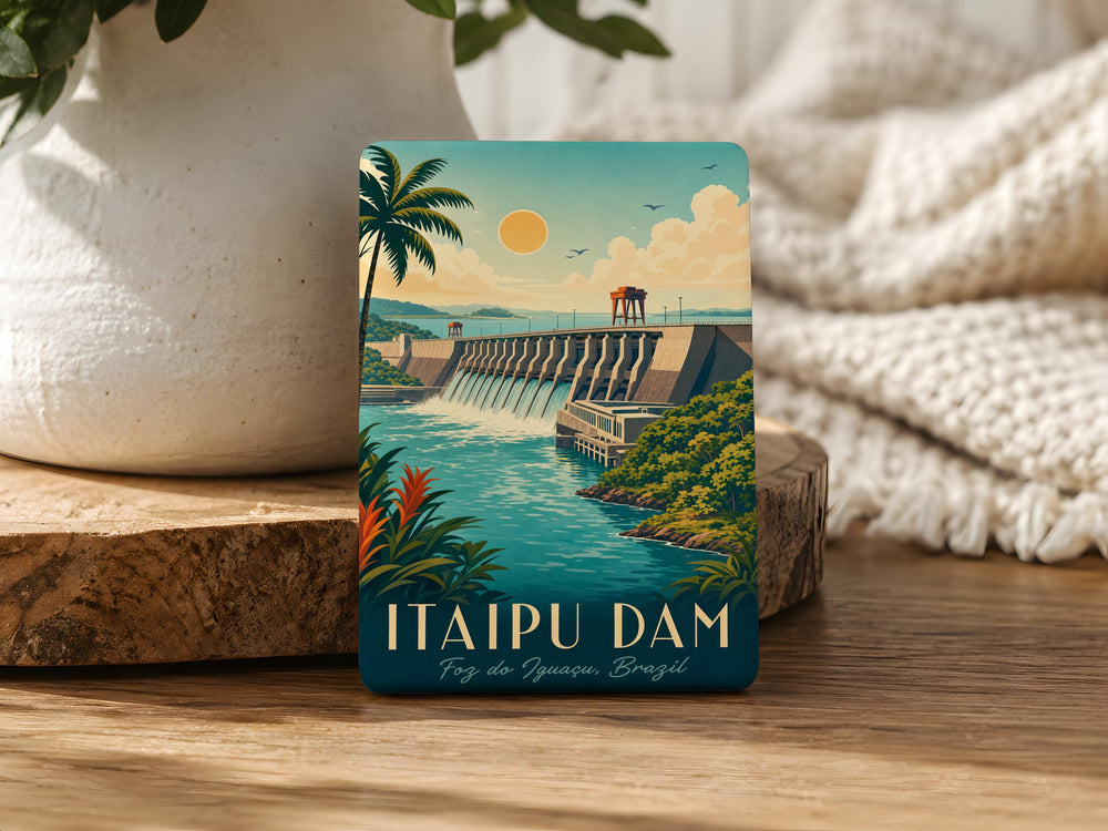 Itaipu Dam Fridge Magnet, Brazil Paraguay Landmark Souvenir, Hydroelectric Power Plant Travel Gift