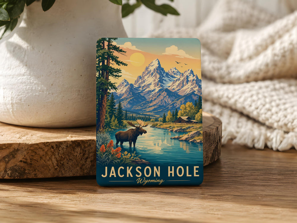 Jackson Hole Wyoming Fridge Magnet, Jackson Hole Souvenir Magnet, Wyoming Travel Gift, Grand Teton National Park Magnet
