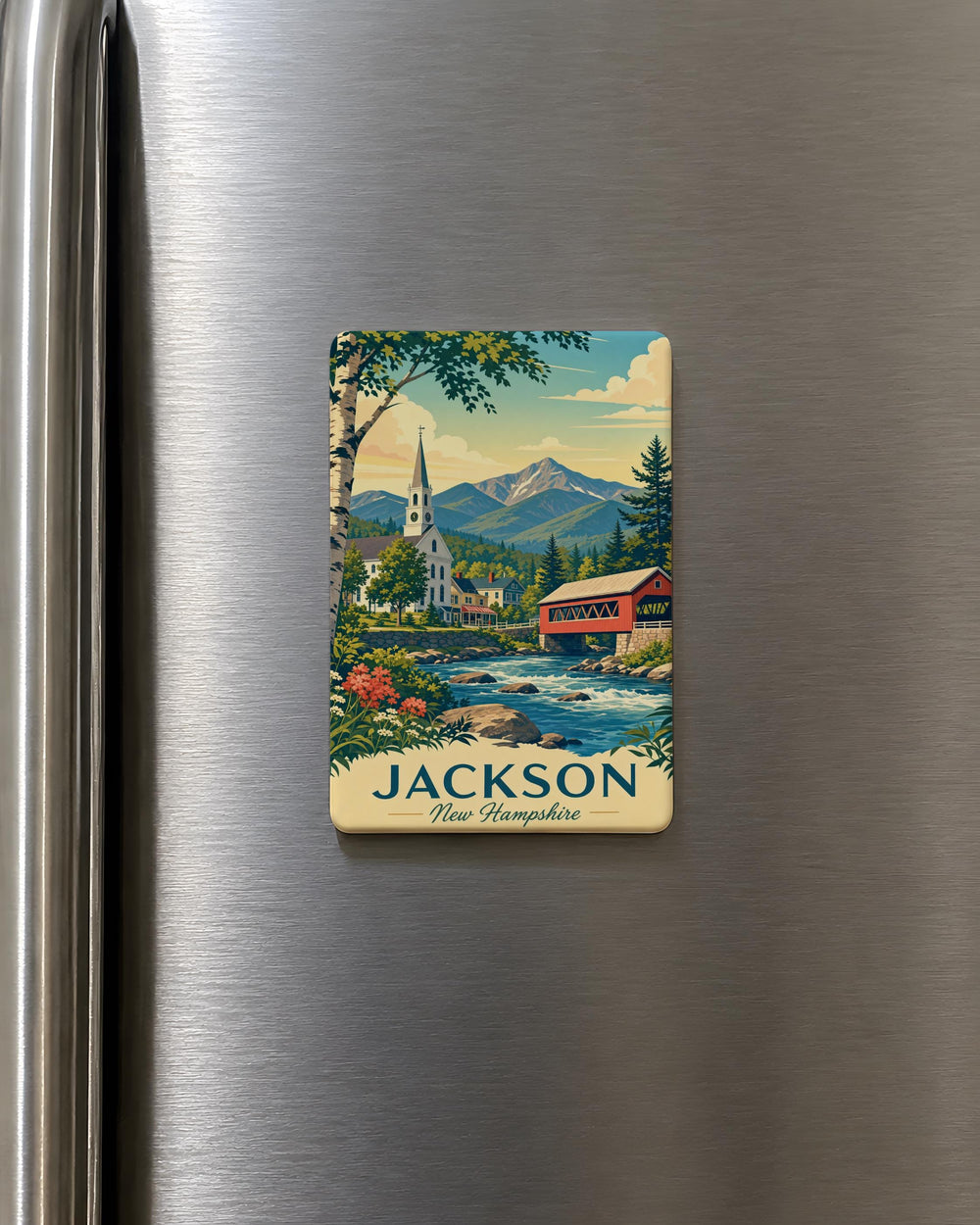 Jackson New Hampshire Fridge Magnet, Jackson NH Souvenir Magnet, White Mountains New England Travel Keepsake Gift
