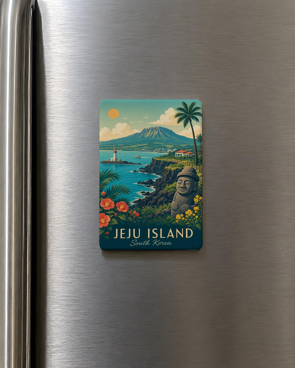 Jeju Island South Korea Fridge Magnet, Jeju Travel Souvenir Magnet, Jeju Island Landmark Keepsake Magnet