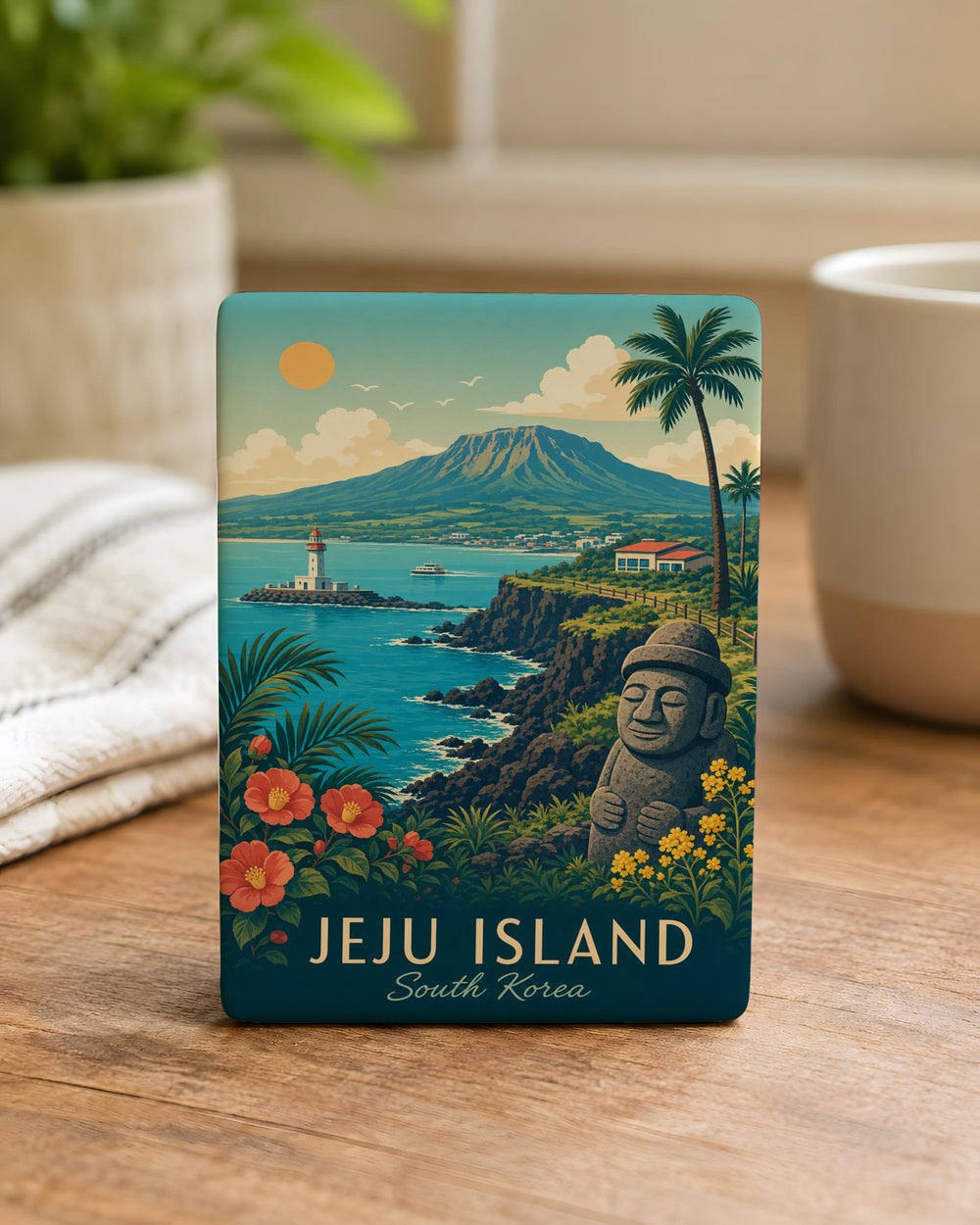 Jeju Island South Korea Fridge Magnet, Jeju Travel Souvenir Magnet, Jeju Island Landmark Keepsake Magnet