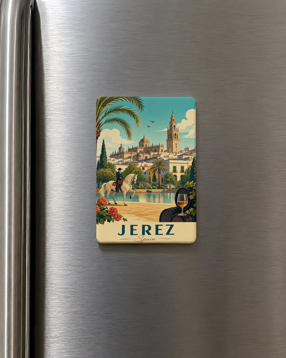 Jerez Spain Fridge Magnet, Jerez de la Frontera Souvenir Magnet, Andalusia Travel Keepsake, Spain City Landmark Magnet