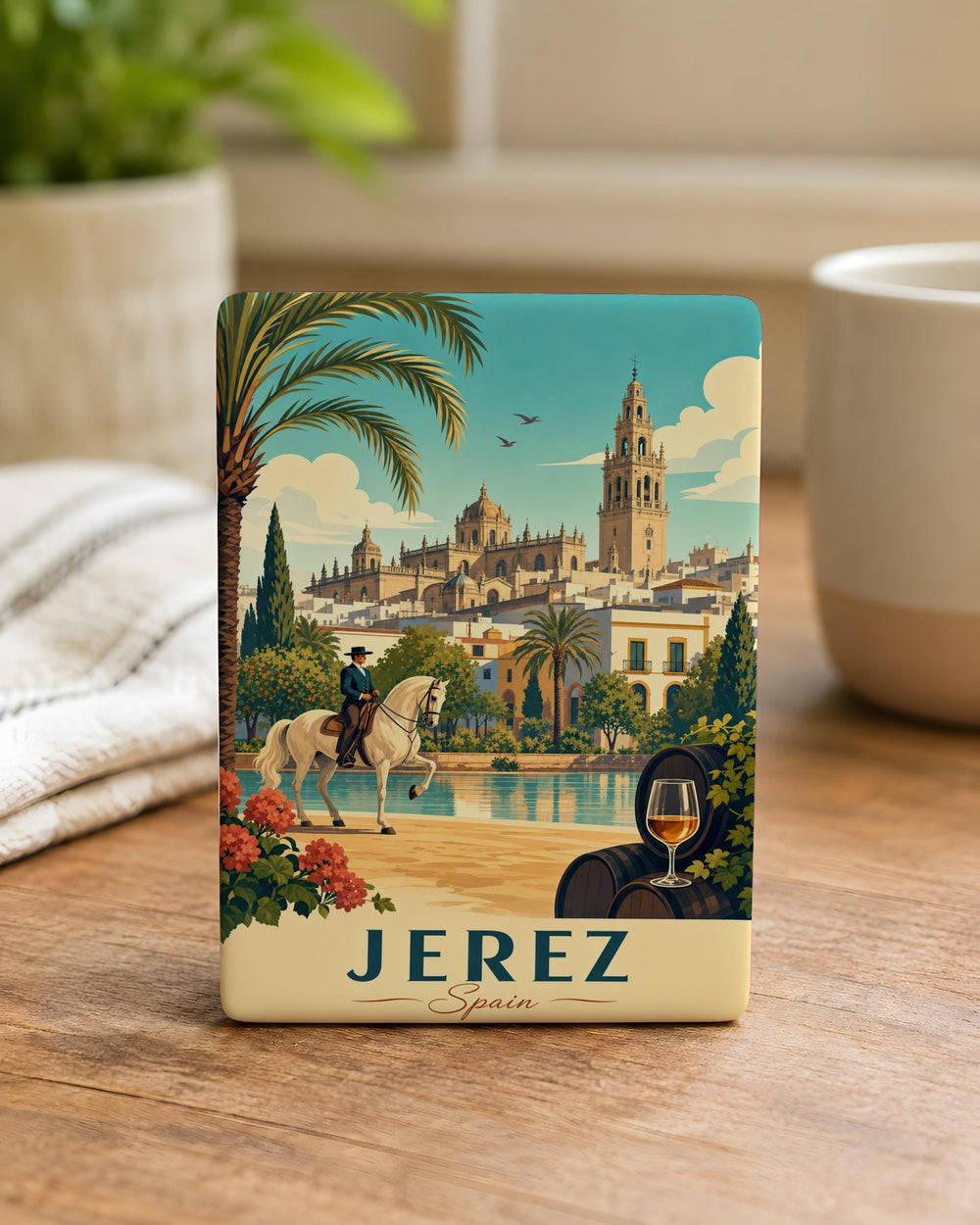 Jerez Spain Fridge Magnet, Jerez de la Frontera Souvenir Magnet, Andalusia Travel Keepsake, Spain City Landmark Magnet