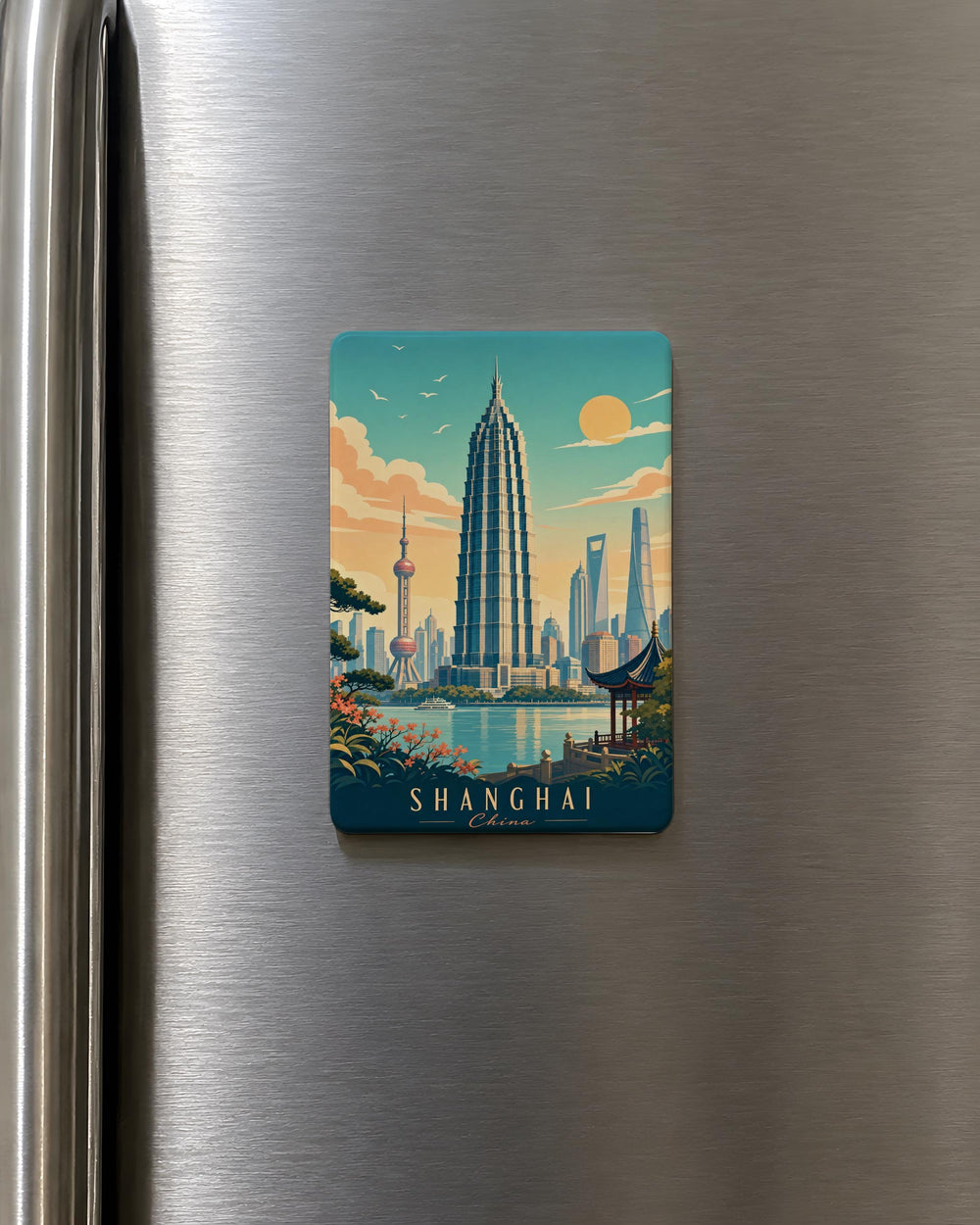 Jin Mao Tower Fridge Magnet, Shanghai Skyscraper Souvenir Magnet, China Landmark Refrigerator Magnet, Travel Gift