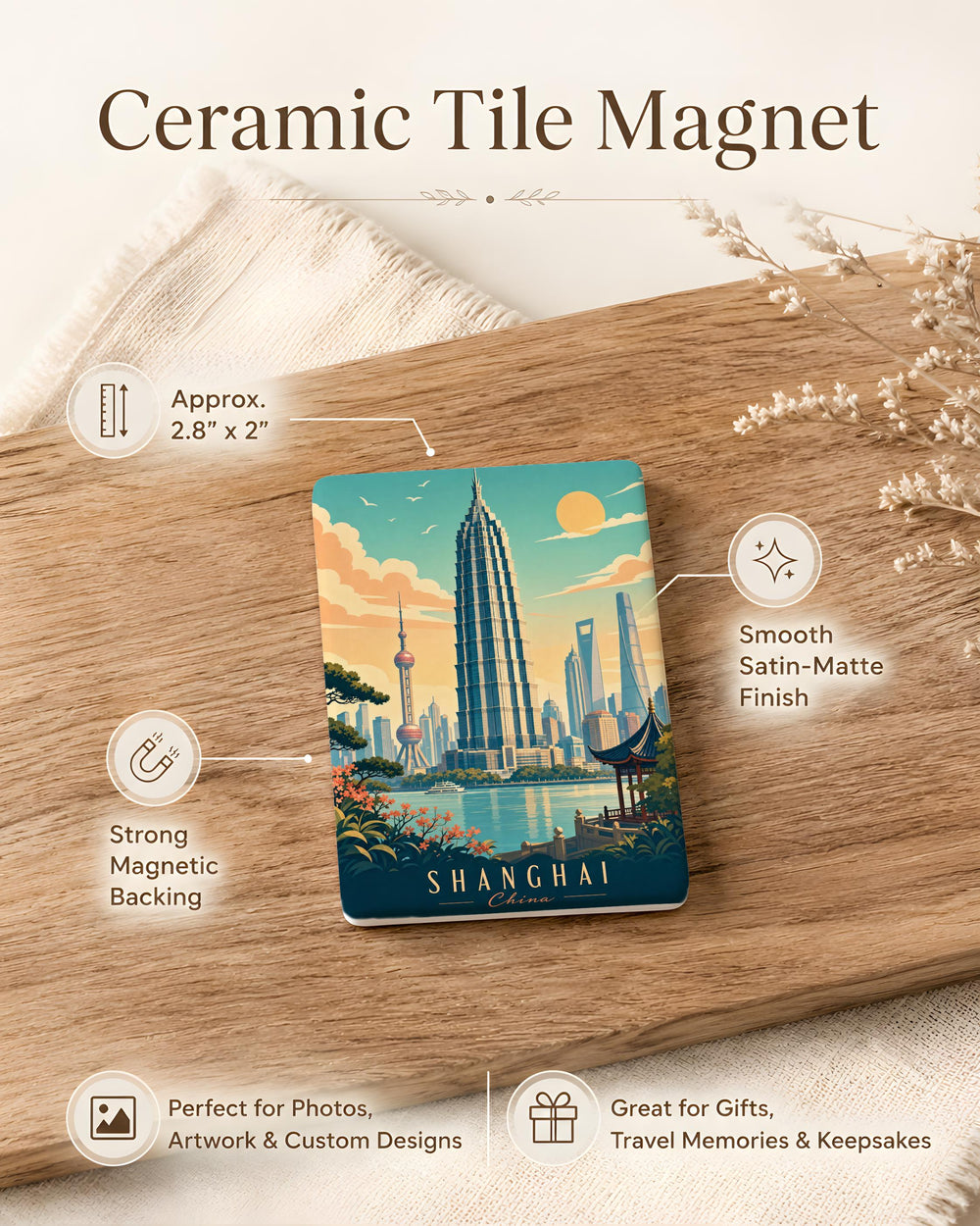 Jin Mao Tower Fridge Magnet, Shanghai Skyscraper Souvenir Magnet, China Landmark Refrigerator Magnet, Travel Gift