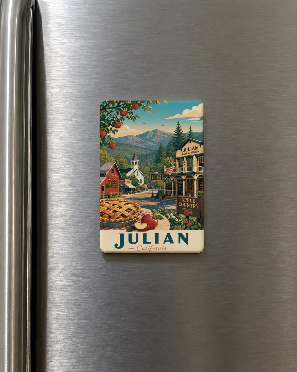 Julian CA Fridge Magnet, Julian California Souvenir Magnet, Mountain Town Travel Gift, San Diego County Keepsake Magnet