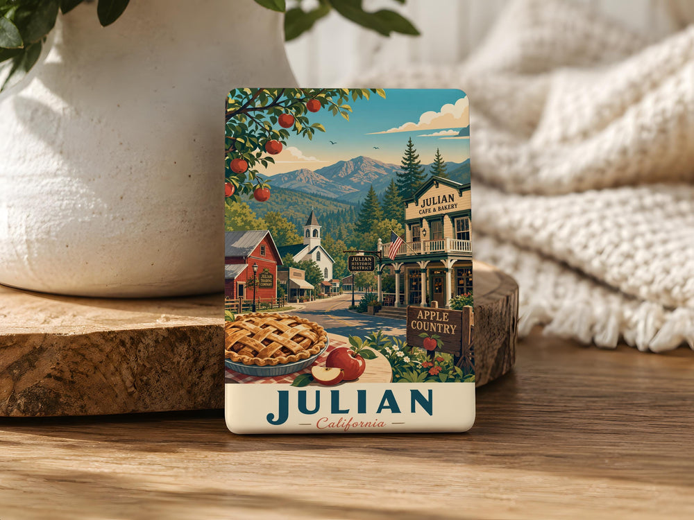 Julian CA Fridge Magnet, Julian California Souvenir Magnet, Mountain Town Travel Gift, San Diego County Keepsake Magnet