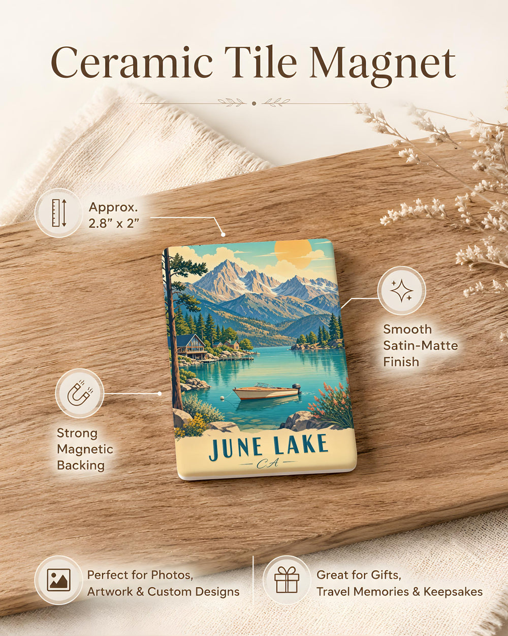 June Lake CA Fridge Magnet, June Lake California Souvenir Magnet, Sierra Nevada Mountain Lake Travel Gift, Lakeside Keepsake