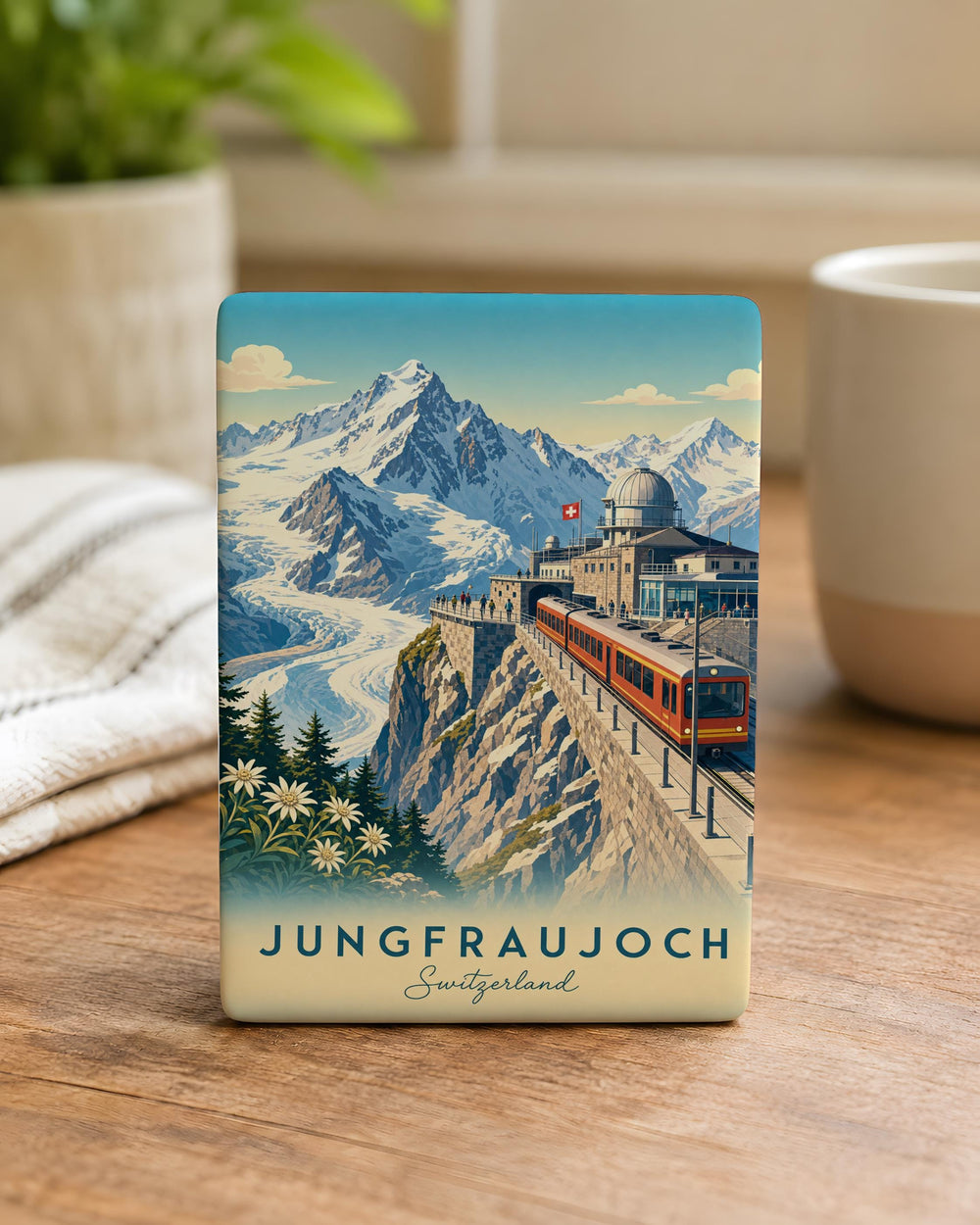 Jungfraujoch Fridge Magnet, Swiss Alps Souvenir Magnet, Top of Europe Mountain Travel Keepsake, Switzerland Landmark Magnet