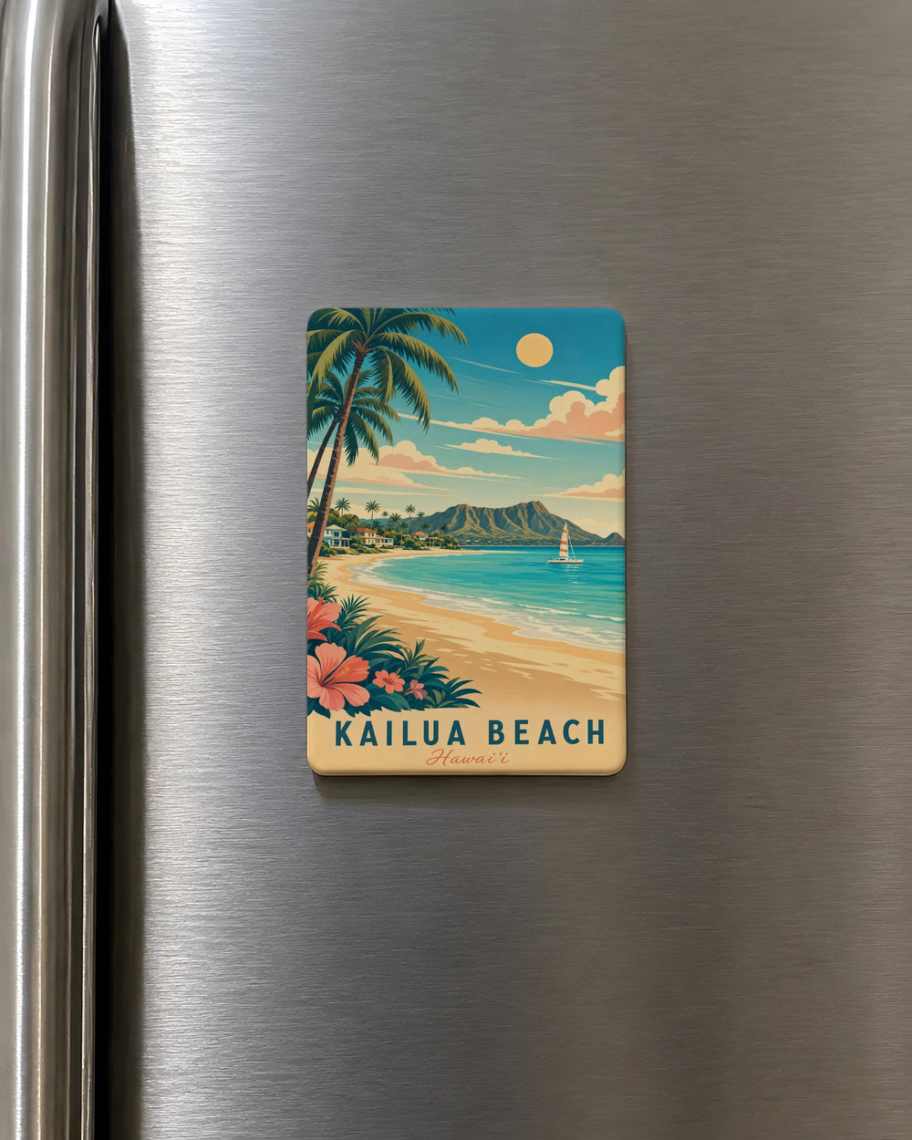 Kailua Beach Fridge Magnet, Oahu Hawaii Coastal Beach Scene Souvenir, Tropical Island Vacation Travel Gift