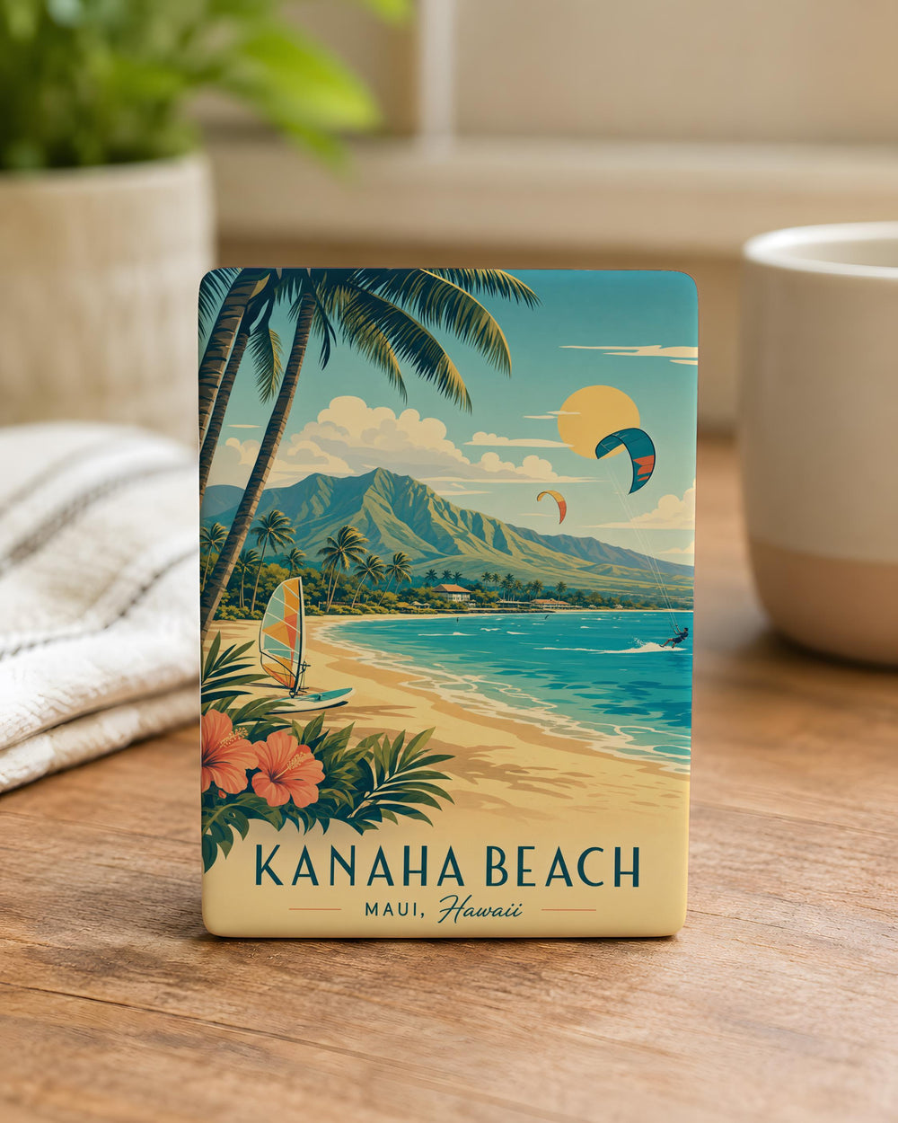 Kanaha Beach Fridge Magnet, Maui Hawaii Beach Souvenir, Tropical Island Coastline Travel Gift, Ocean Shore Keepsake