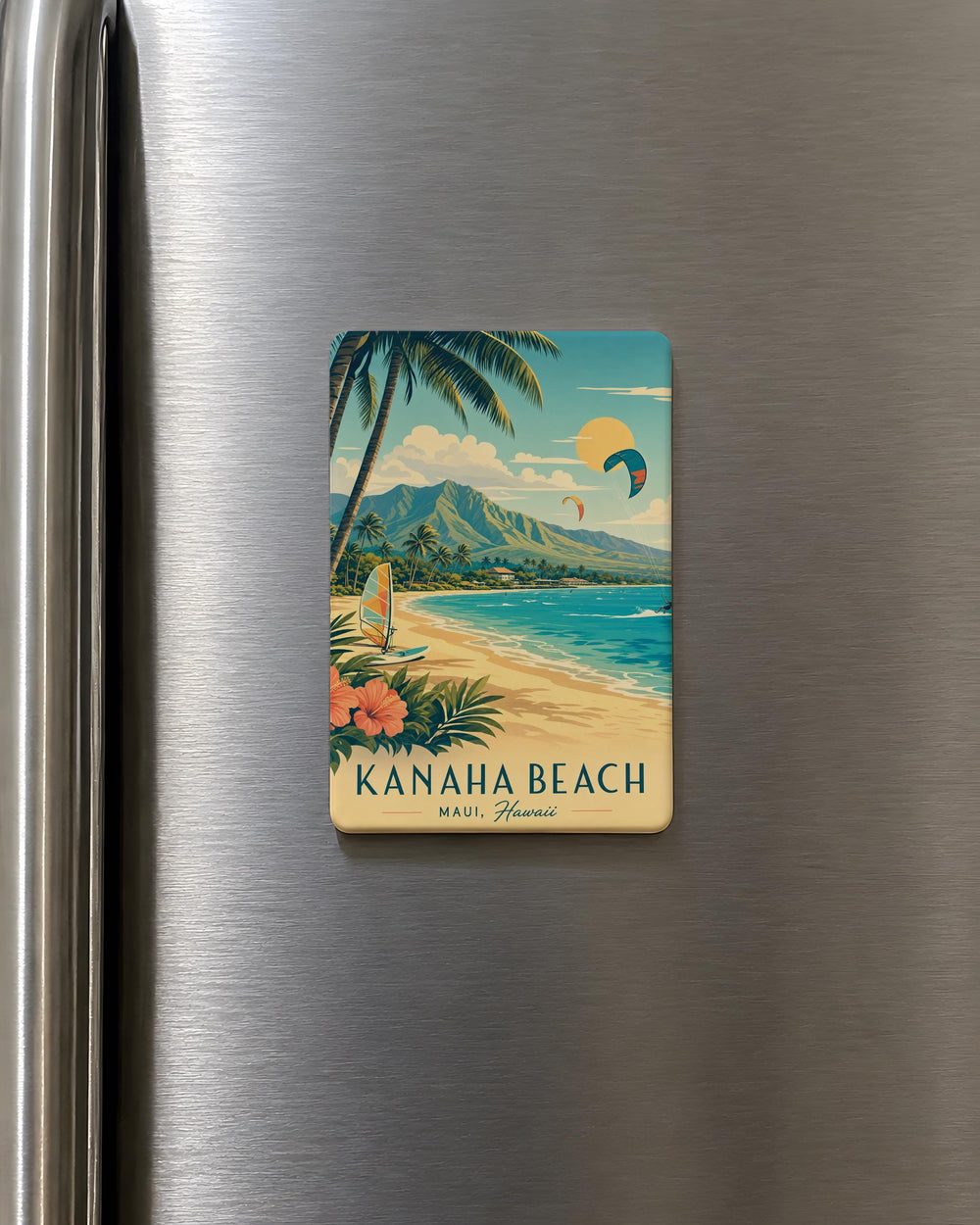 Kanaha Beach Fridge Magnet, Maui Hawaii Beach Souvenir, Tropical Island Coastline Travel Gift, Ocean Shore Keepsake