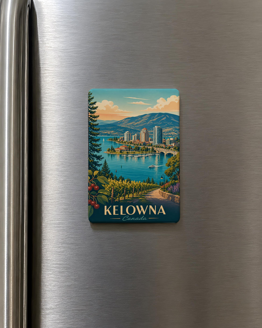 Kelowna Canada Fridge Magnet, Okanagan Lake Souvenir Magnet, Kelowna British Columbia Travel Gift, Canada Keepsake Magnet