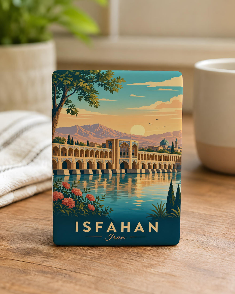 Khaju Bridge Fridge Magnet, Scenic Bridge Landmark Souvenir Magnet, Travel Destination Keepsake Magnet