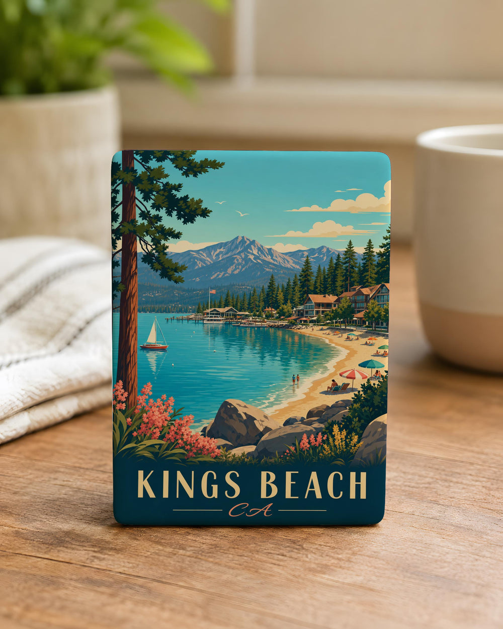 Kings Beach CA Fridge Magnet, Lake Tahoe California Souvenir Magnet, Kings Beach Vacation Travel Keepsake Gift